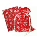 Подарочный мешок "Снежинки" красный