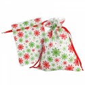 Новогодний подарочный мешок «Снежинки» зеленые